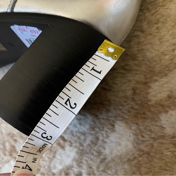 Anthropologie Caverley Oscar Metallic Silver Leather Slim Calf Tall Boot Size 39 - Picture 13 of 16